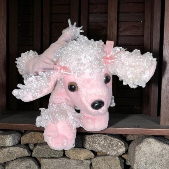 Unipak Plush Pink Poodle Dog Stuffed Animal Pup Nursery Girl Baby Decor 7" - Picture 1 of 9